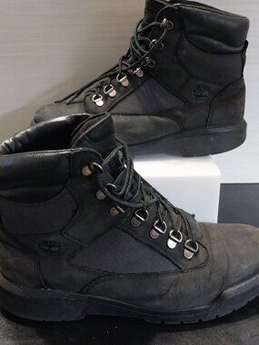 Timberland 6 Inch Waterproof Field Boots Black Nubuck Men's Boots A17KC Size 9